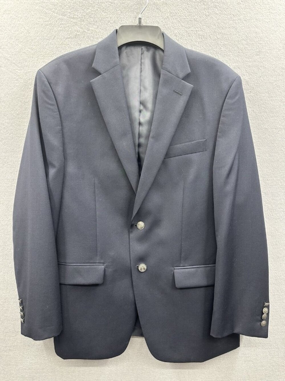 Michael Kors Mens Blazer 40S Navy 70% Wool Two Button Sport Coat Crest Buttons